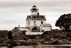 Pomham Rocks Light Udner Overcast Clouds in Rhode Island